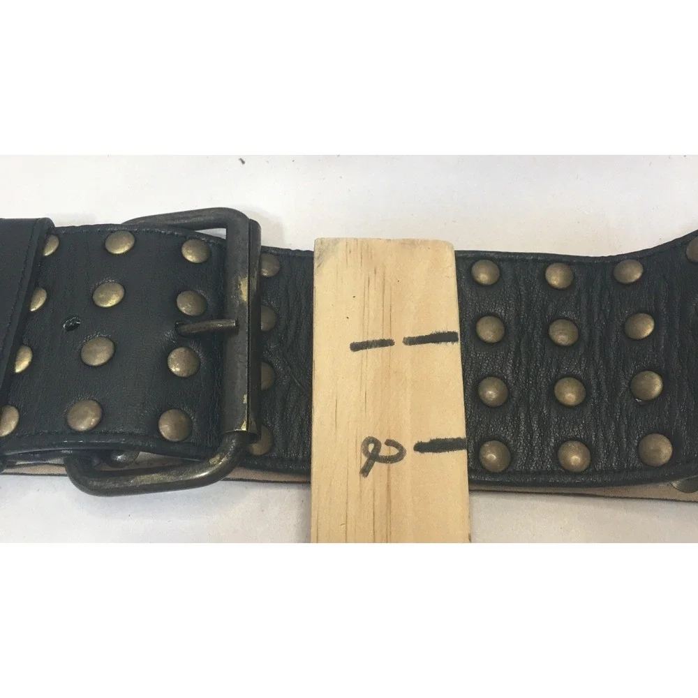 CATHERINE MALANDRINO Brown Brass STUDDED BELT Size M 34
